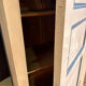Antique bonnetière in cream and blue painted wood – in its original condition.