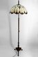 Bronze floor lamp with Tiffany-style stained glass shade – 20th century