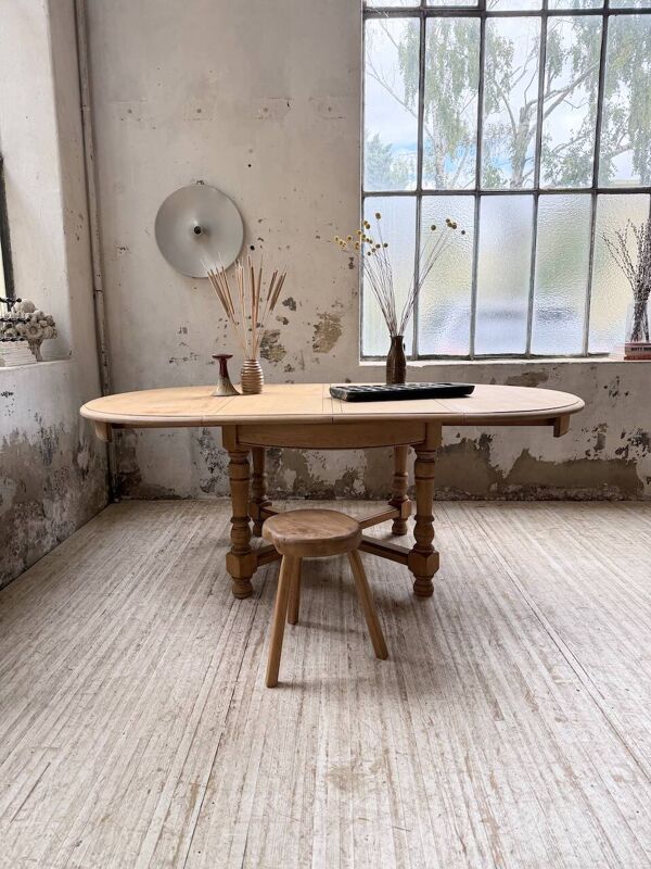 Table ronde avec allonge orme rustique 120/210cm