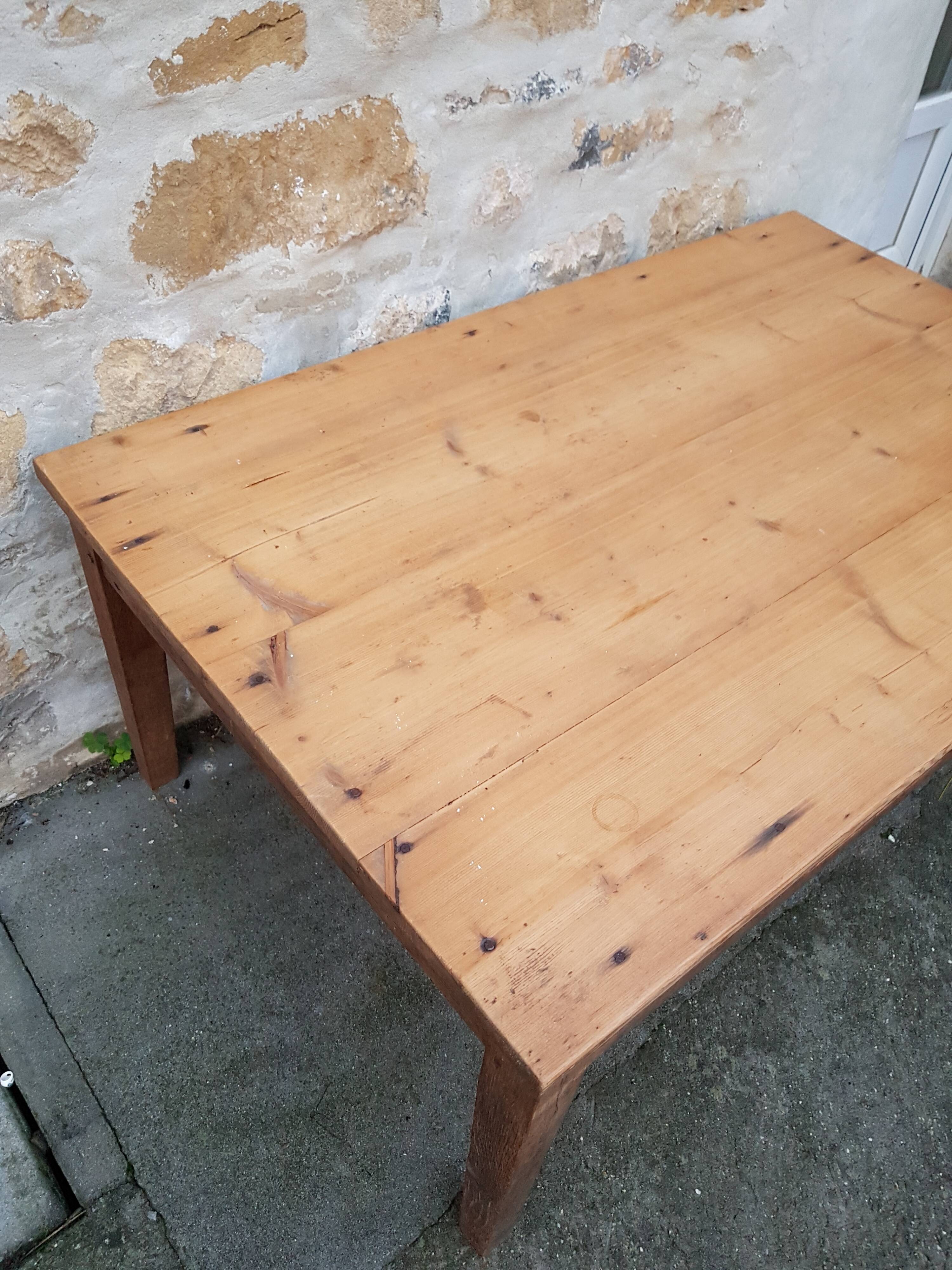 Old coffee table with drawer handle shell