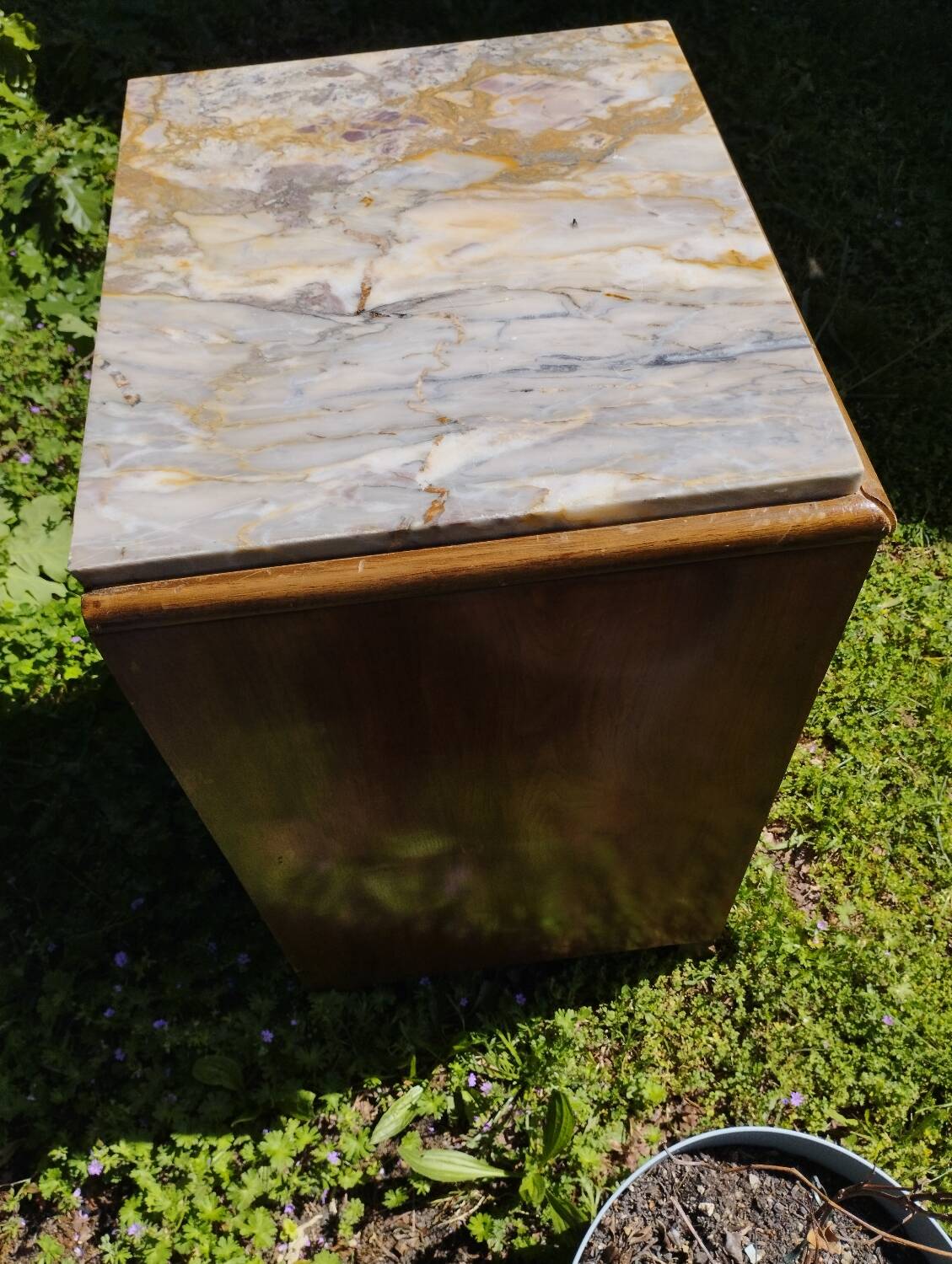 Art deco bedside table, marble top
