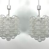 Pair of Mid-Century Murano Bubble Glass chandeliers. Italy 1960s
