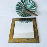 Old square mirror in gilded brass 32x32cm