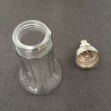 Glass sugar sprinkler and silver metal