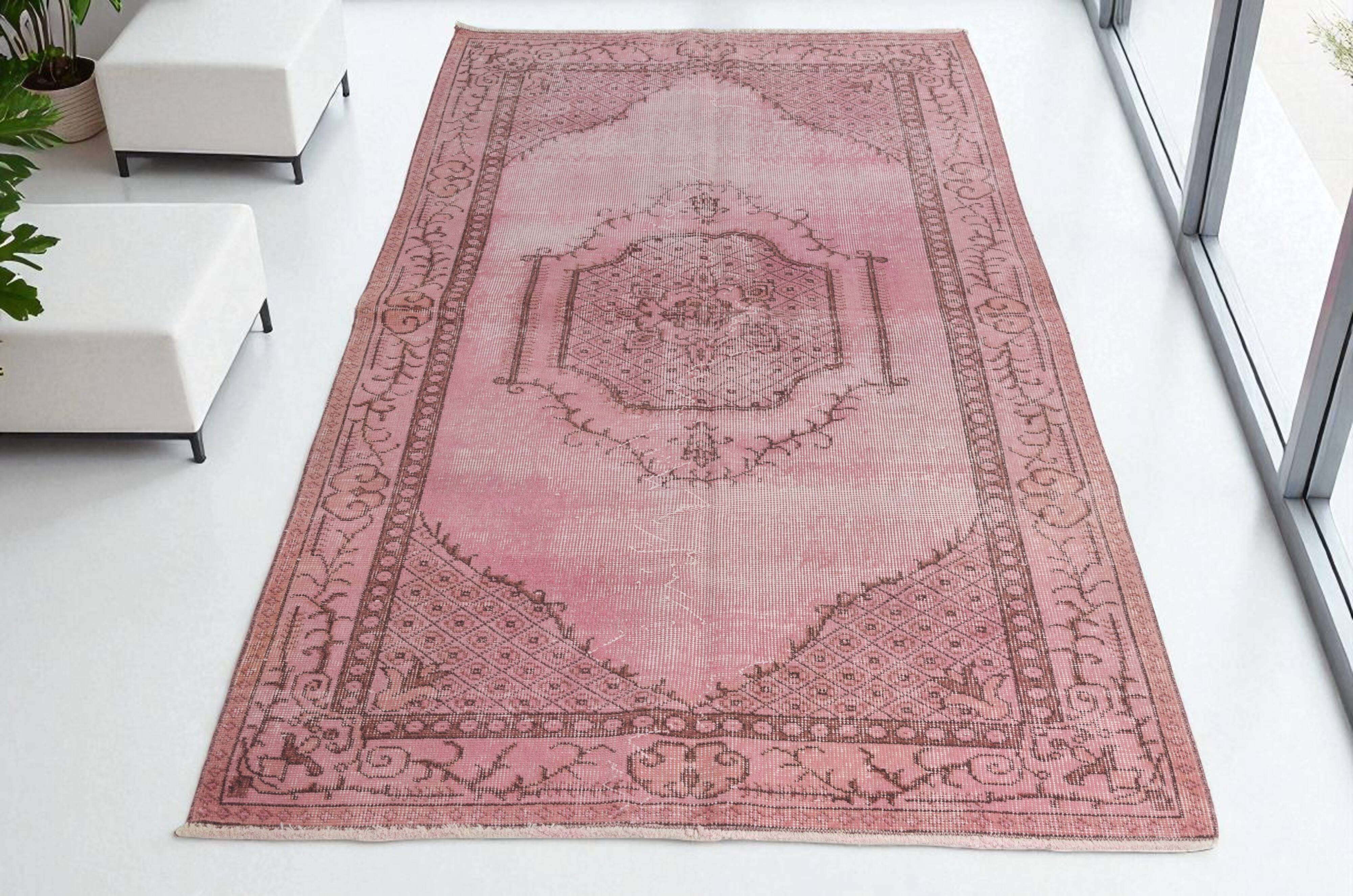 Turkish Pink Floor Vintage Rug sku2528