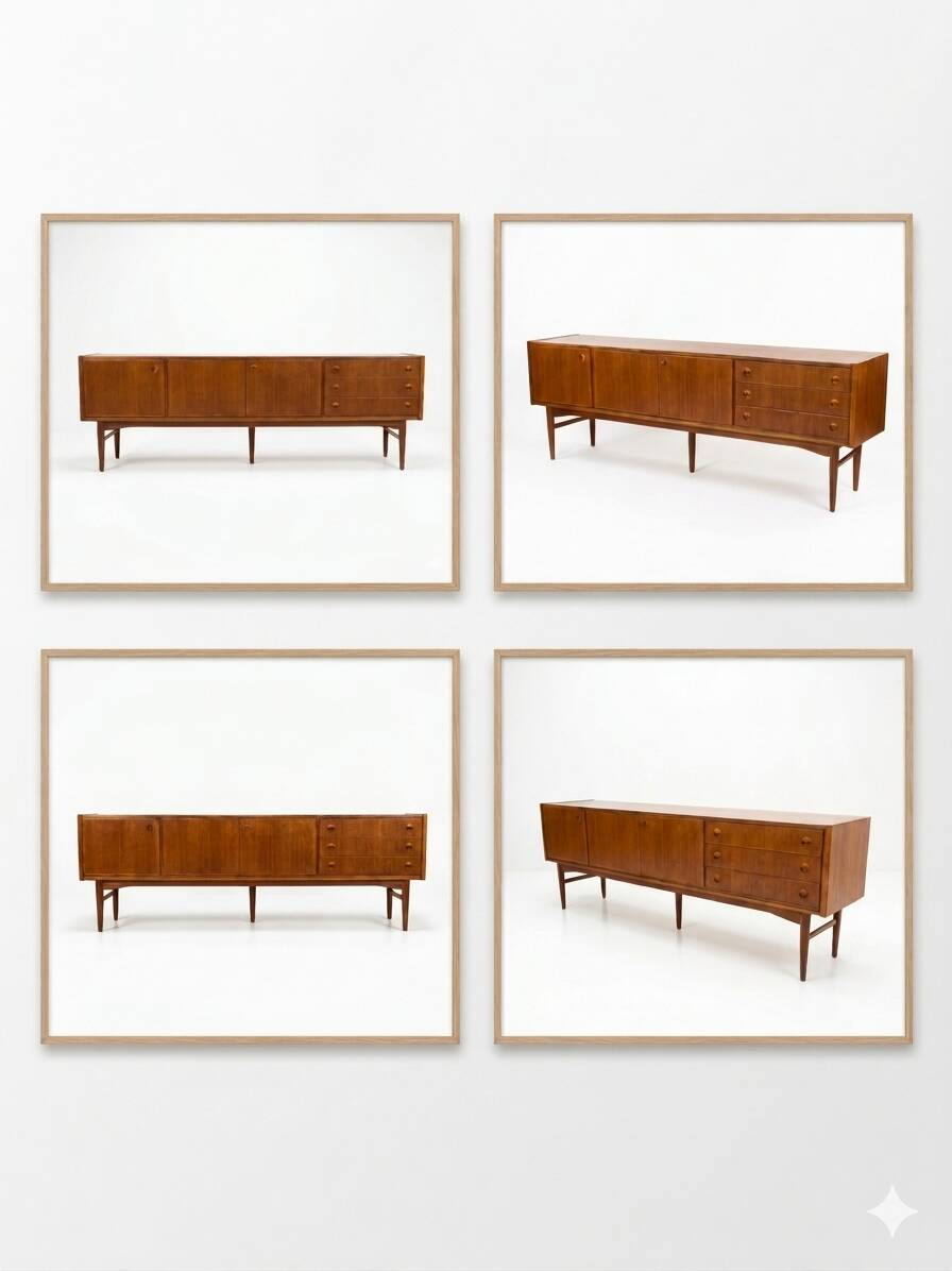 Scandinavian teak enfilade from the 1960s / 222cm in length.