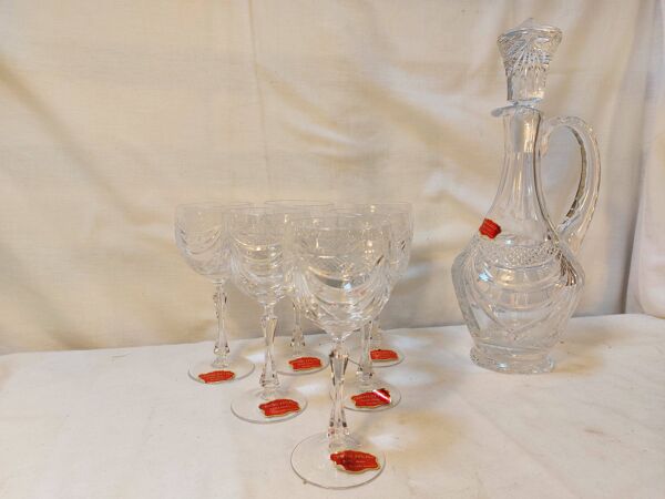 Service de 6 verres à vin et carafe en Cristal de Lorraine - Modèle Gérard