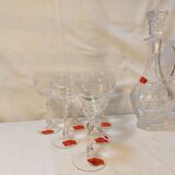 Set of 6 wine glasses and carafe in Lorraine Crystal - Gérard Model