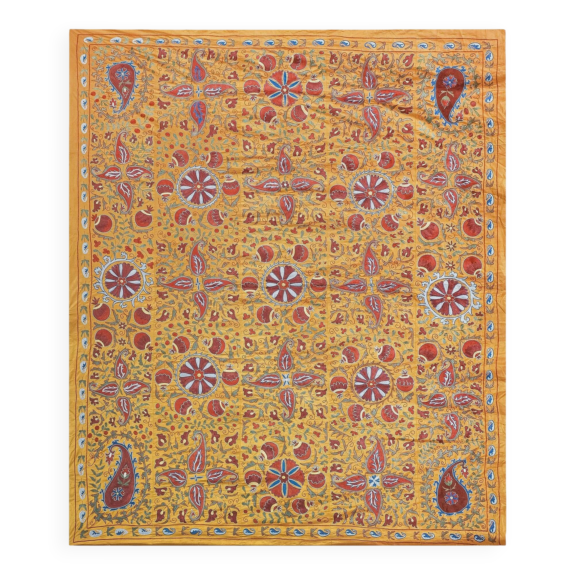 Uzbek hand-embroidered Suzani vintage 258x305 cm