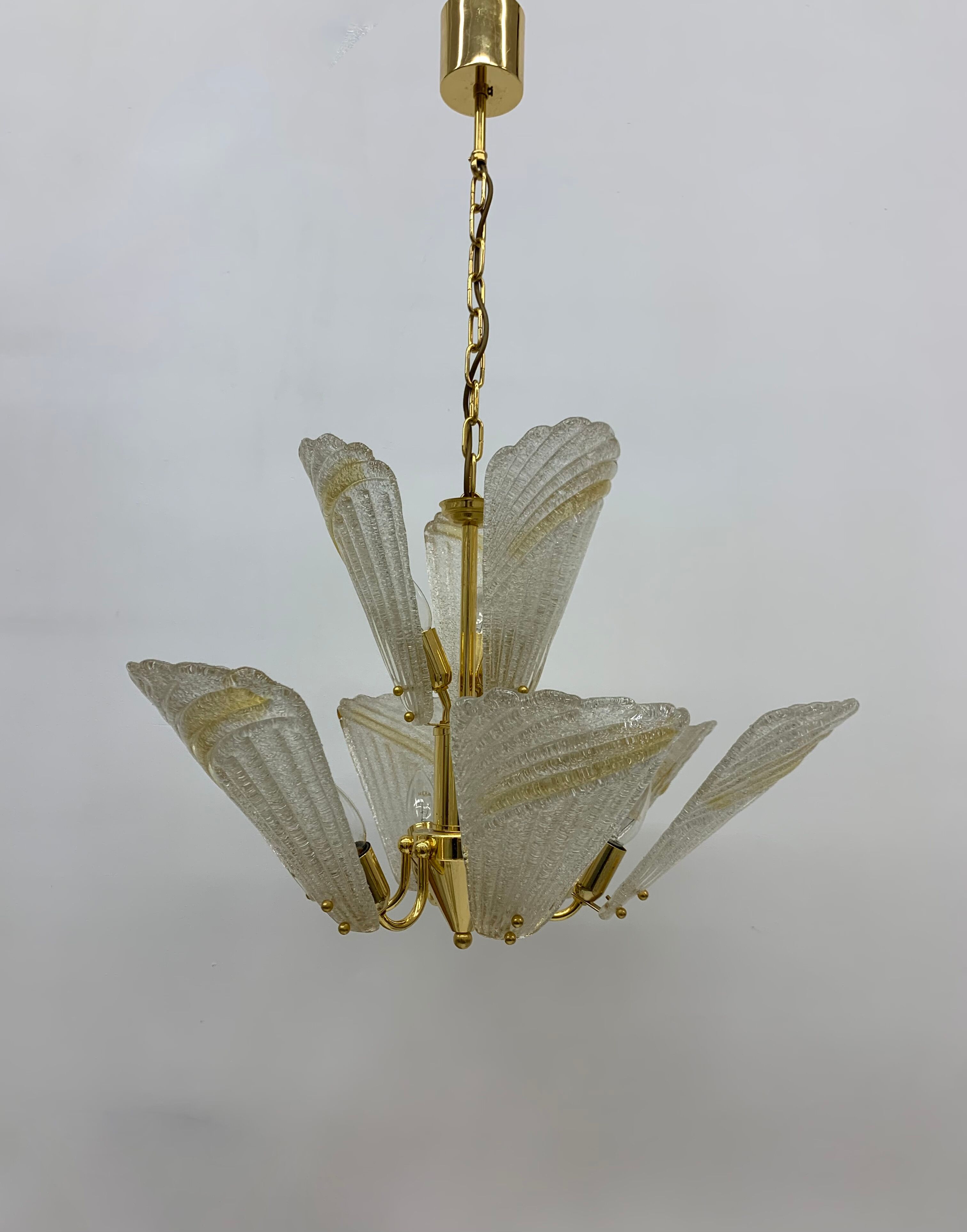 Italian murano glass chandelier hollywood regency design , 1970