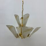 Italian murano glass chandelier hollywood regency design , 1970