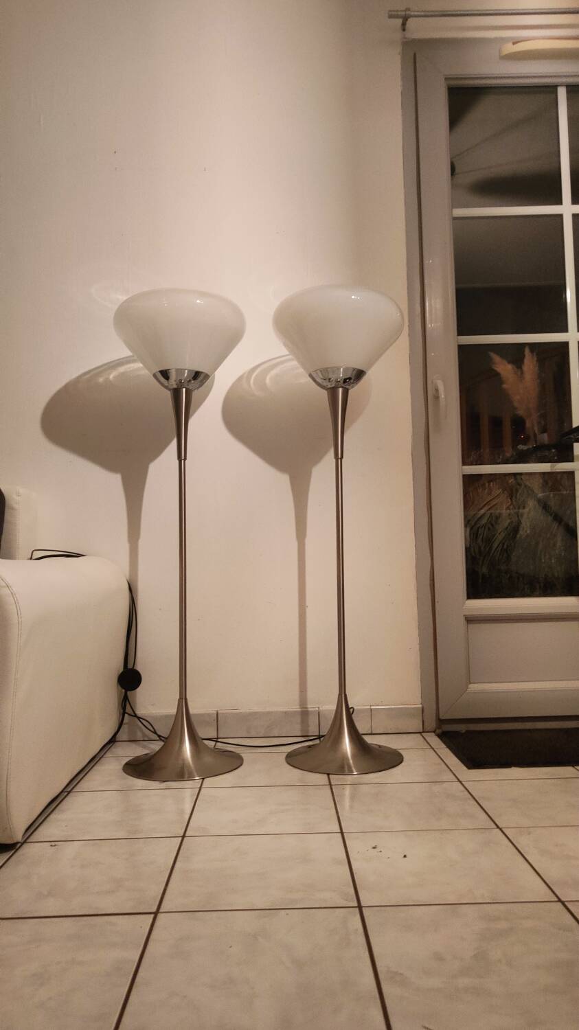Pair of Italian floor lamps 1980 Murano glass