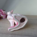 Large Vintage Pink Ceramic Cat Statue from the 1970s/1980s