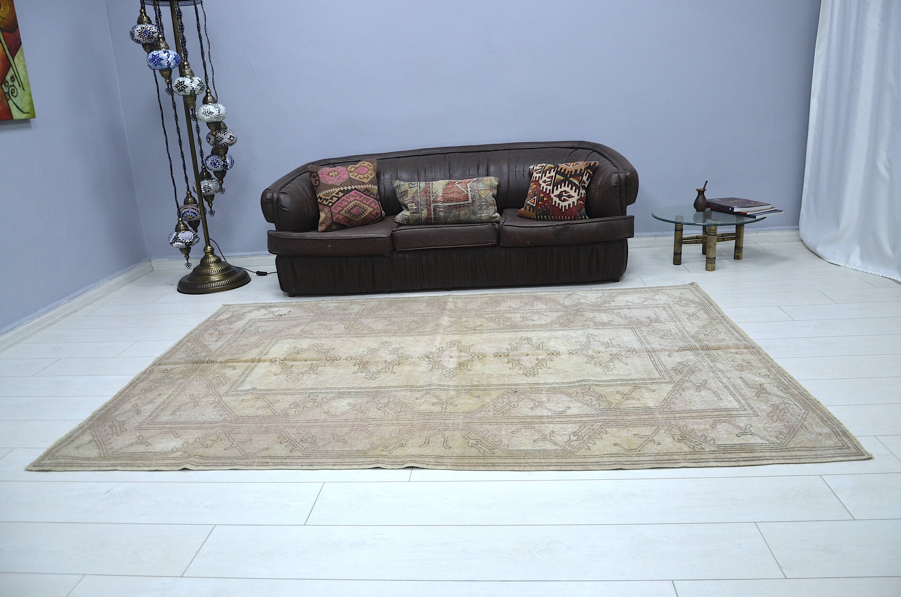 Tapis Oushak orange et beige sku 1153