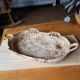 Braided basket in natural fiber, free form, vintage
