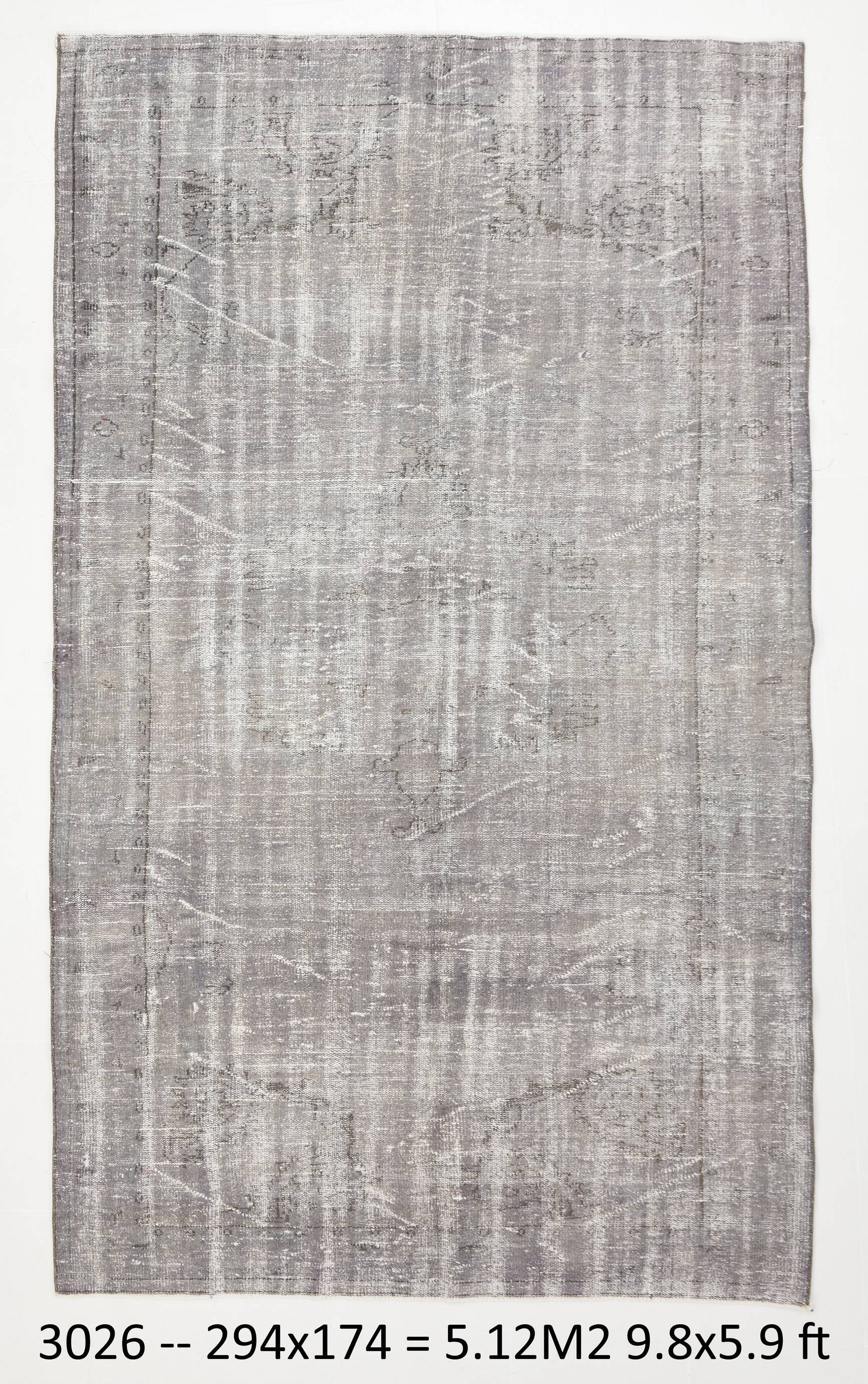 Gray handmade vintage rug 174x294cm