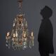 Antique chandelier in gilded iron and glass, Italy, 20th century