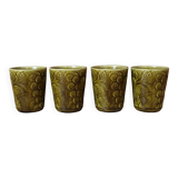 4 gobelets en céramique vert olive Sarreguemines
