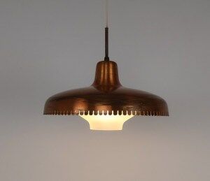 Vintage copper and glass pendant lamp by Jørn Utzon, 1940s