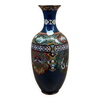 Vase peint bleu