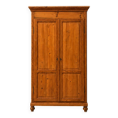 Large antique solid pine wardrobe with drawers, around 1900.