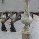 Old pair of wrought iron and bronze pegs