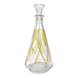 Conical glass decanter graphic pattern 60s