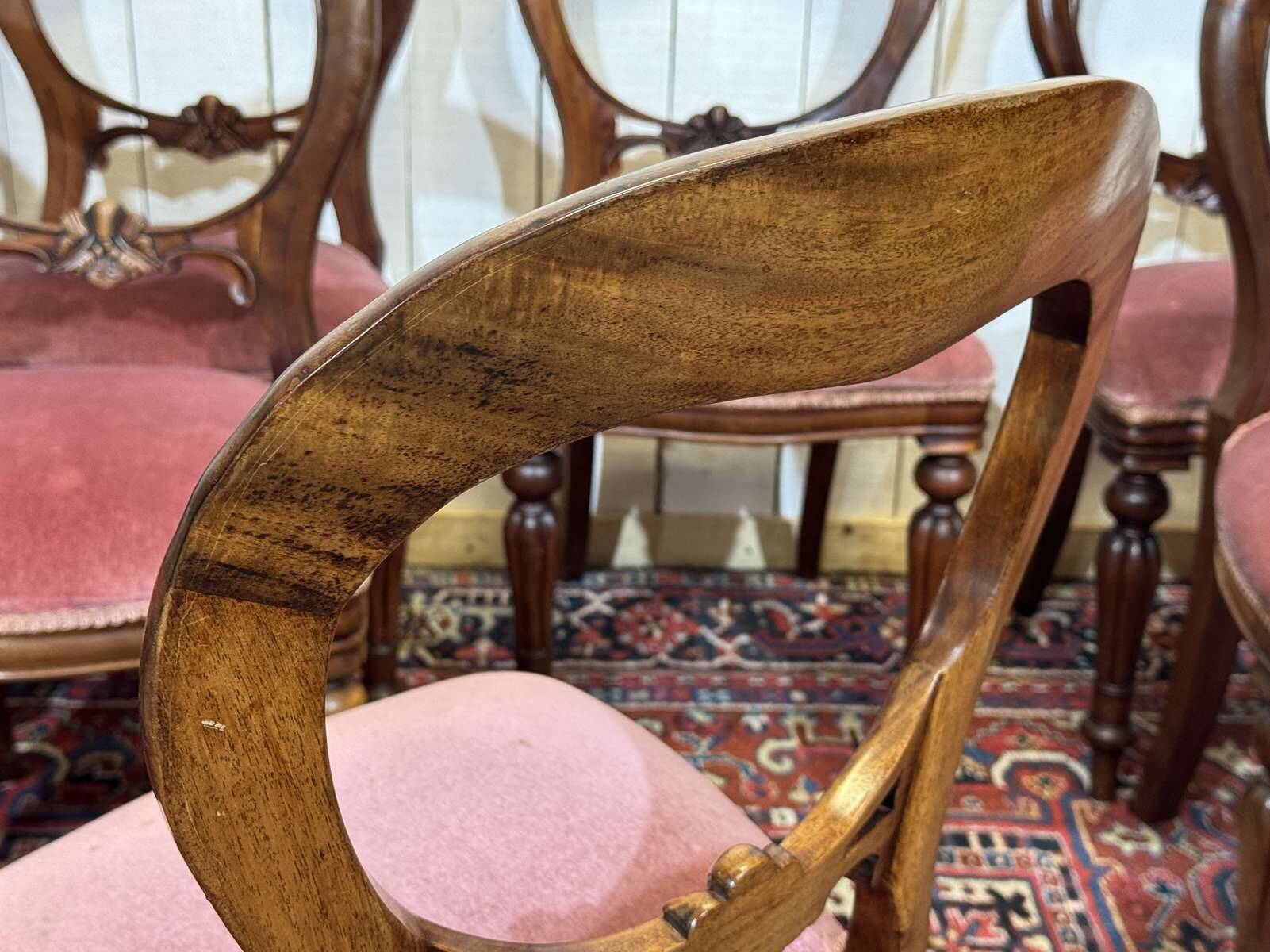 Suite de 8 chaises anglaises en acajou de style Victorien