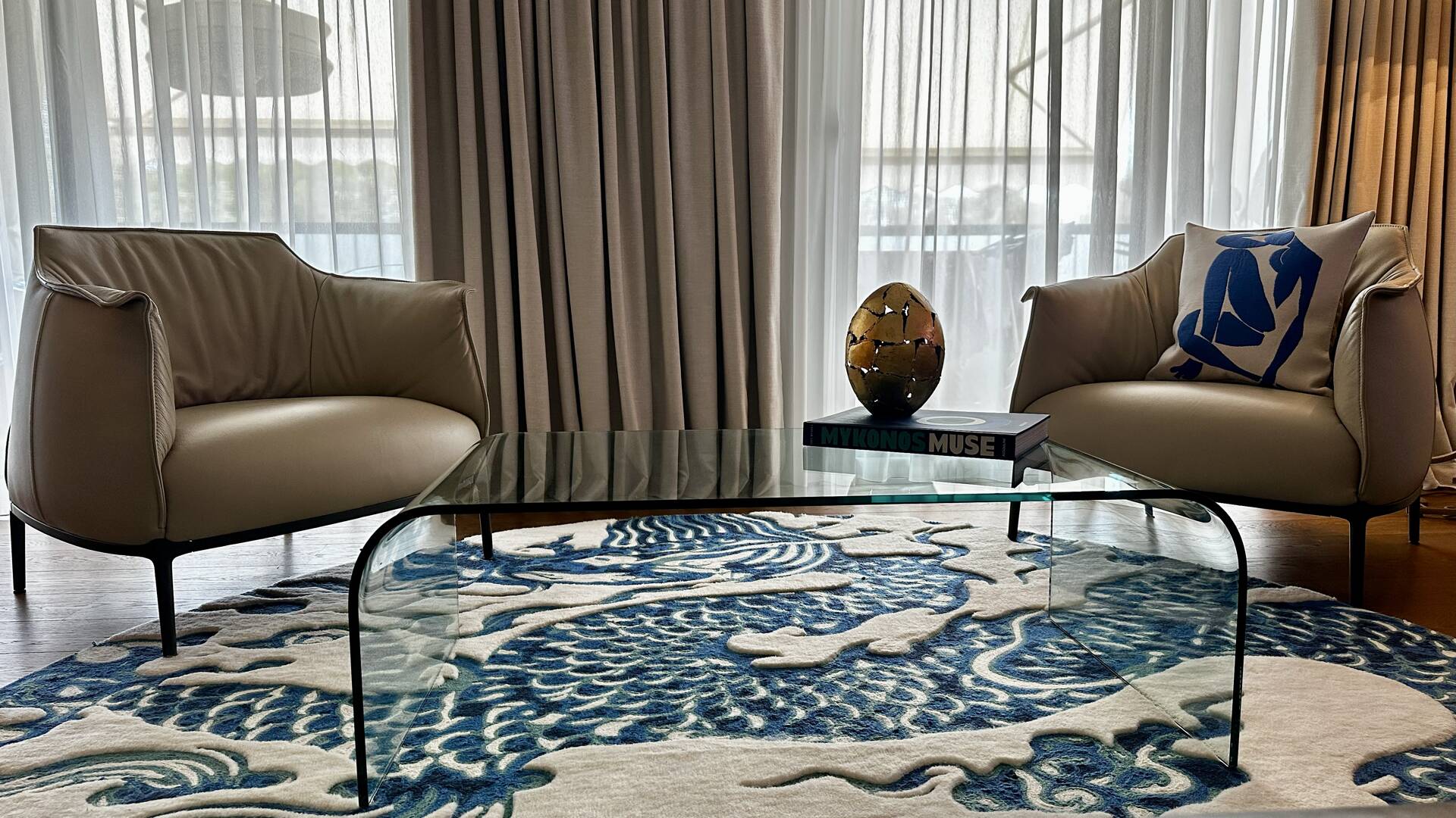 Table basse en verre courbé 12 mm, 110 × 60 cm