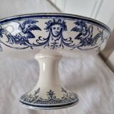 Plat compotier ancien moustiers jules vieillard bourdeux sur socle, fin 19è