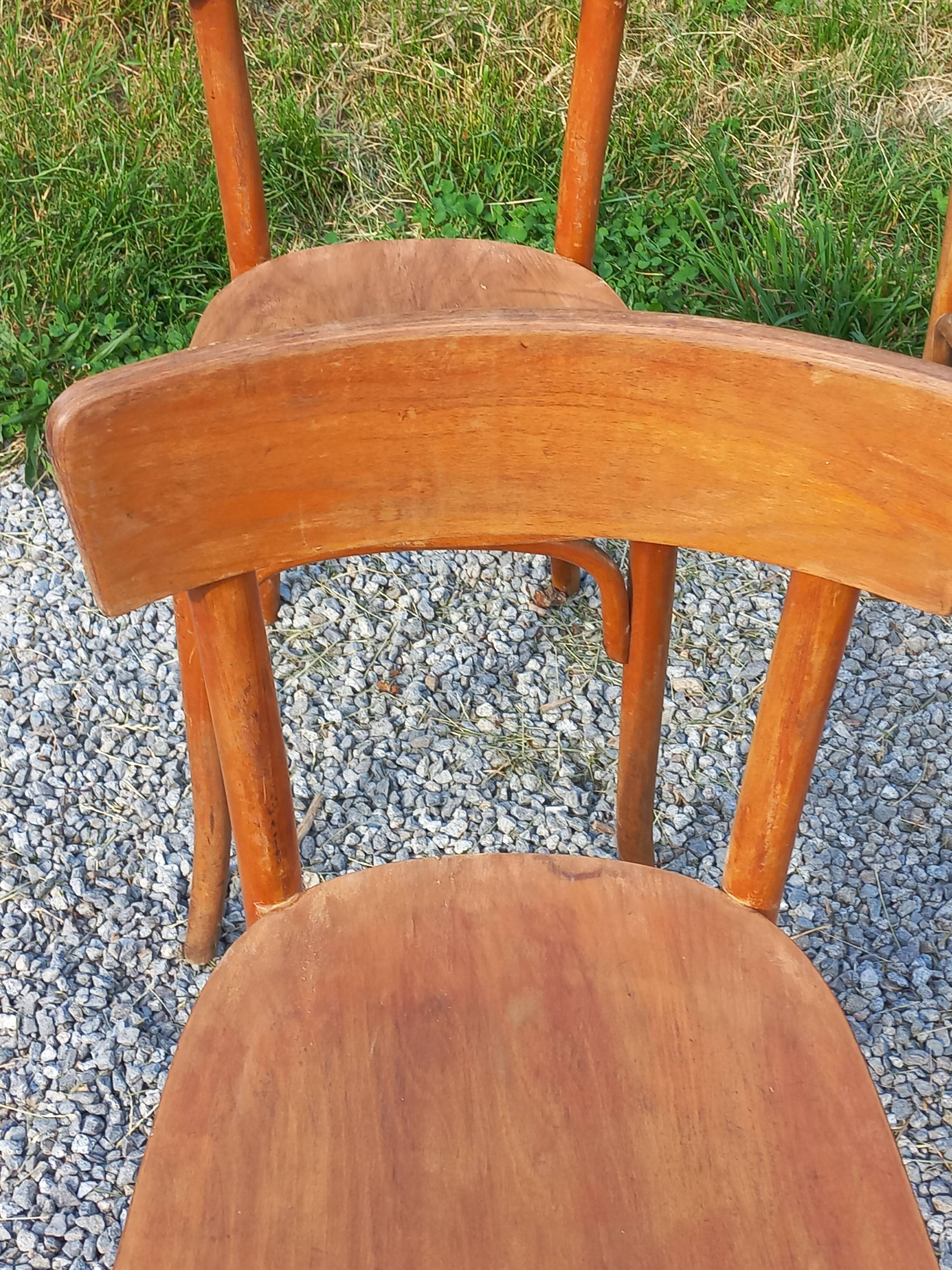 Set of 4 Thonet bistro chairs from the 1950s.