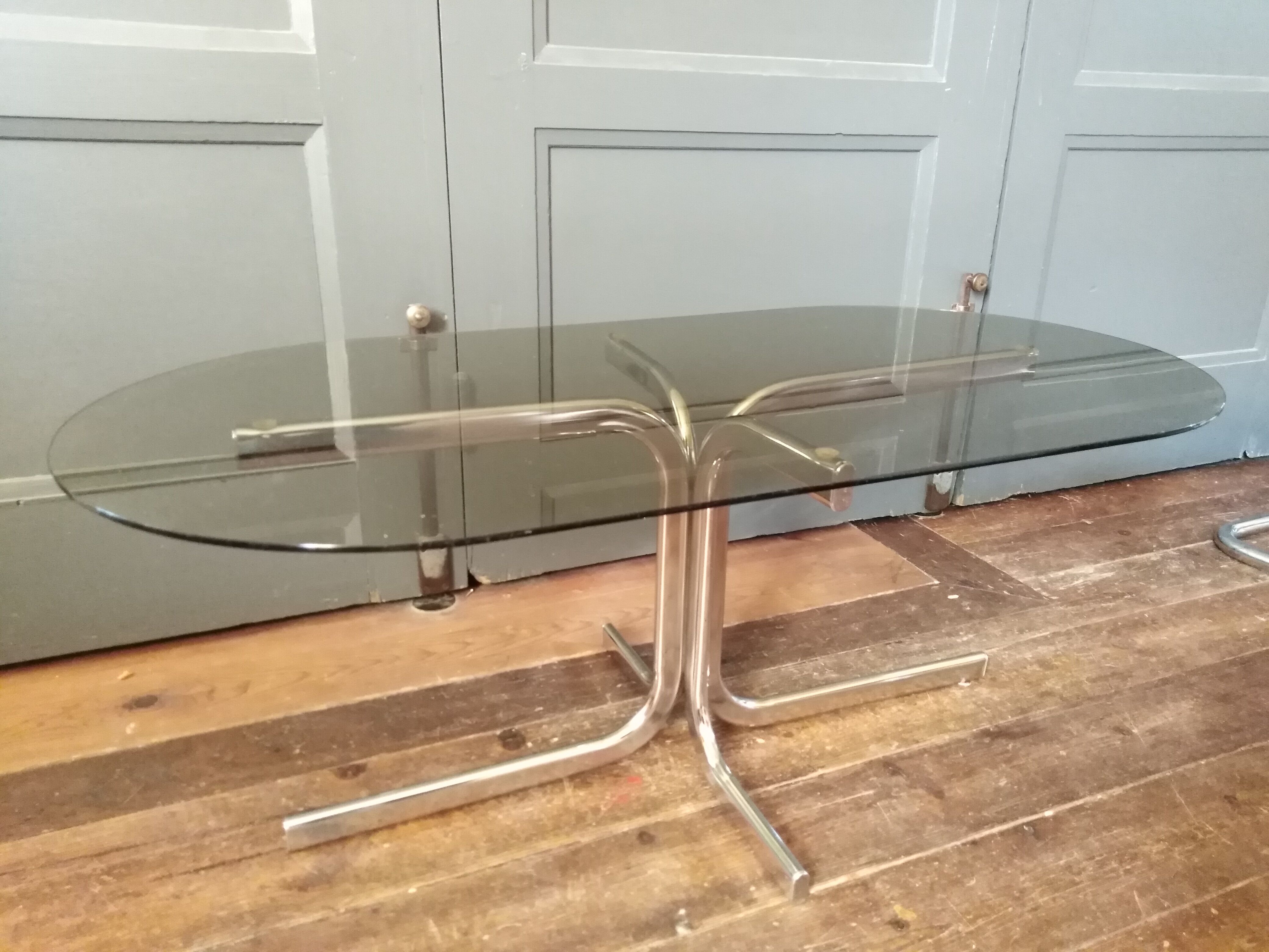 Glass and chrome coffee table 1970