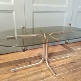 Glass and chrome coffee table 1970