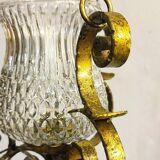 Ceiling lamp wrought iron and glass Spain, 1970s