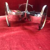 Vintage chandelier 70s, chrome and smoked glass