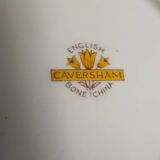 Set of two Caversham trios (cup, saucer and squared plate) , England, 1940s