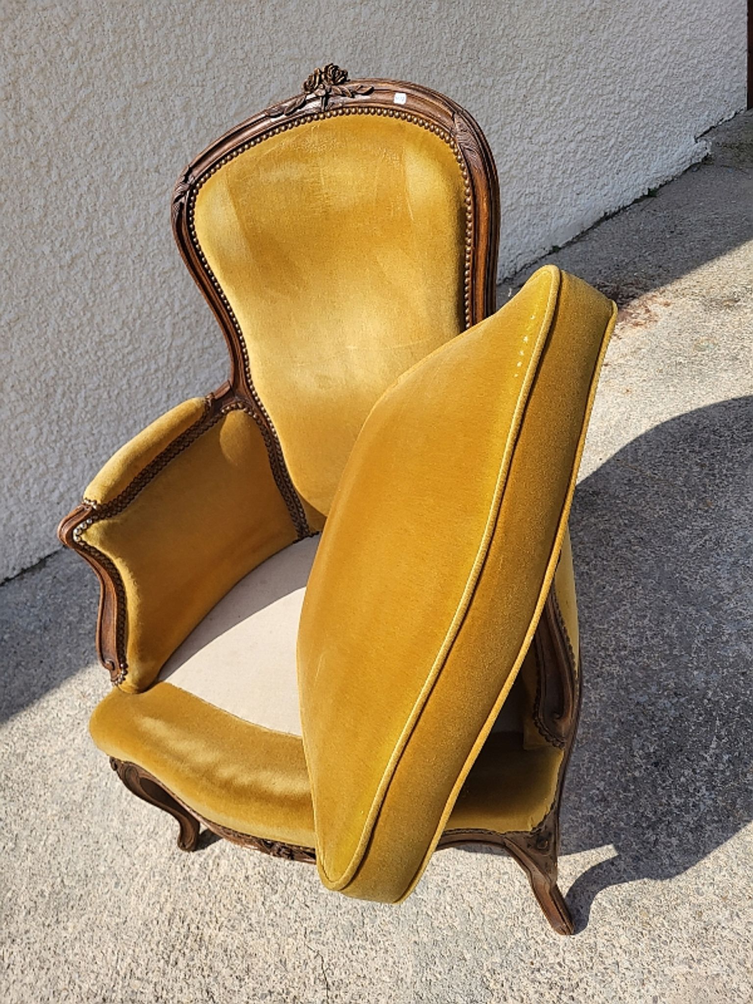 Armchair louis xv mustard walnut of the xix th century n°17