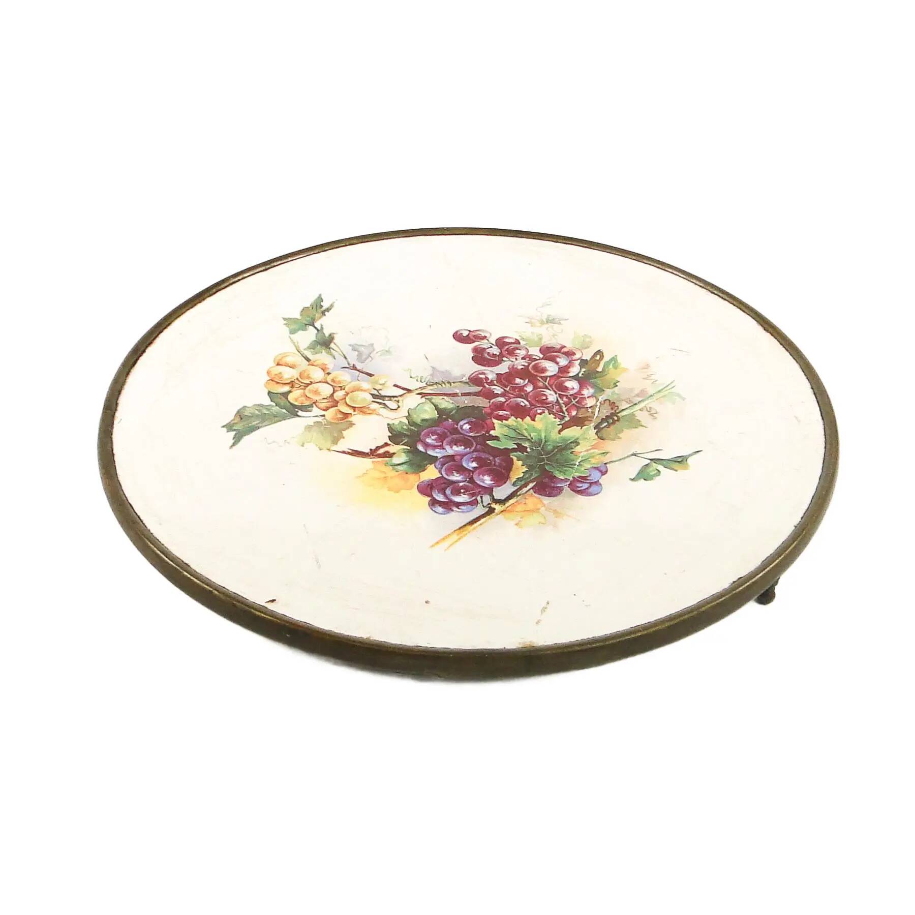 Plateau Art nouveau, laiton argenté, porcelaine blanche, Autriche, début du 20e siècle