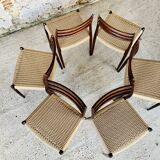 Ensemble de 6 chaises, modèle 78 en palissandre, première édition par Niels Moller, circa 1962-1970