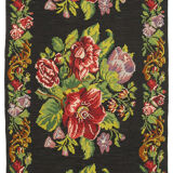 Handwoven Vintage Bessarabian Black Kilim 184 cm x 530 cm - 23392