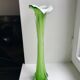 large soliflore vase in opaline and apple green glass Murano style 60s-70s