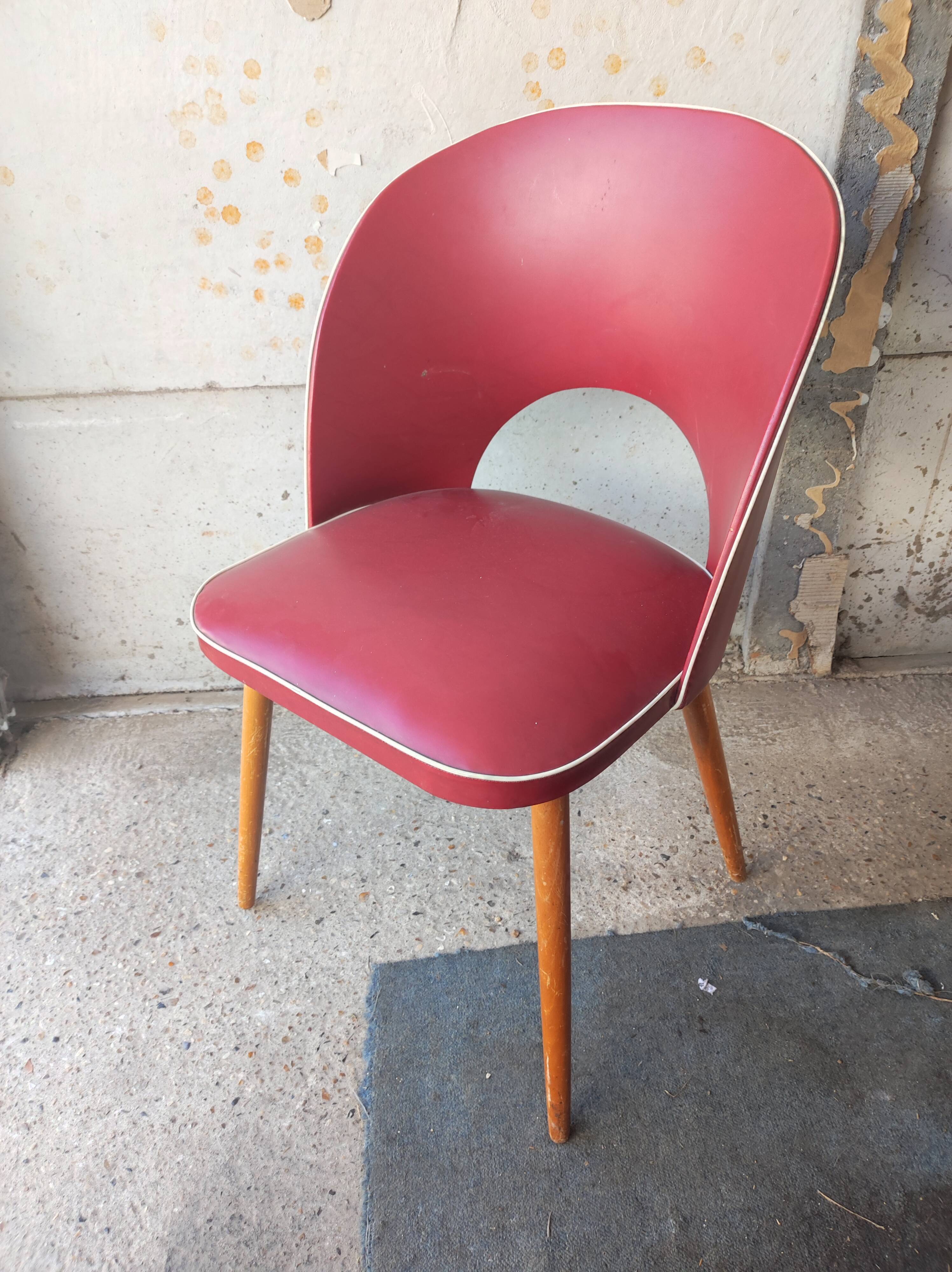 Chair cocktail armchair imitation red feet compass vintage rockabilly