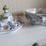 Compotier, soup tureen, vegetable dish in Rouen earthenware