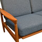 Vintage swedish design erik wørts oak 3-seater sofa