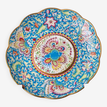 Qing Yongzheng Style Enamelled Porcelain Butterfly Floral Pattern Plate Classic Oriental Crafts