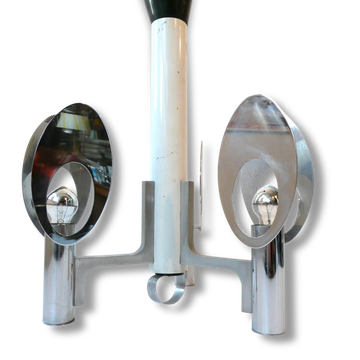Lamp ceiling light chandelier chrome and steel lacquered white vintage space age 70's seventies 1970