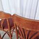 Mid-Century Thonet Style Bar Stools: Red Faux Leather Seat, Set of 2