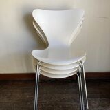 Set of 4 chairs series 7 Jacobsen Fritz hansen 1969 Denmark white