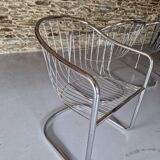 Lot de 4 Chaises à Bras, En Métal Chromé – 1970