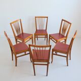 Set of 6 vintage chairs from the 1960s.
